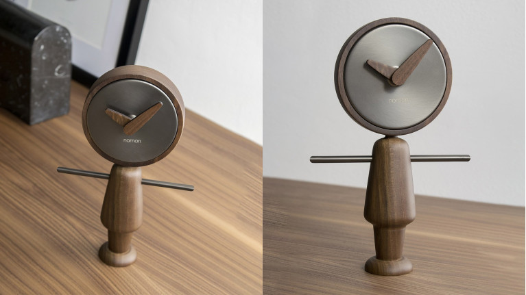 Horloge de table en bois et laiton, 2 finitions, Nene-Nena