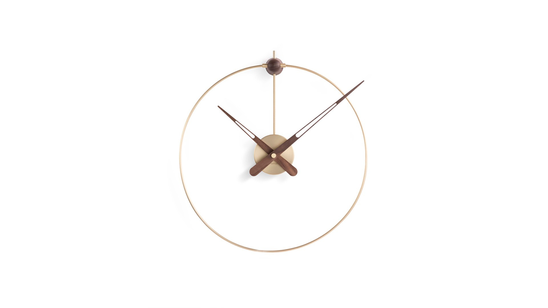 Horloge murale design moderne, bois et laiton, Anda