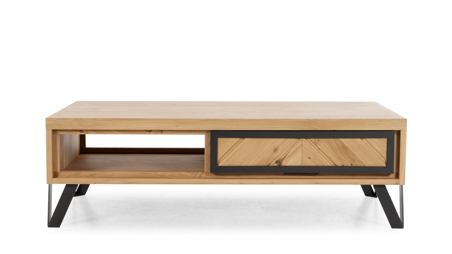 Table basse en bois et métal avec tiroir RELIEF
