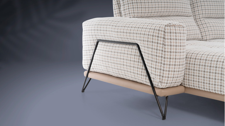 Canapé d'angle design, tissu pied-de-poule, Dolce Vita