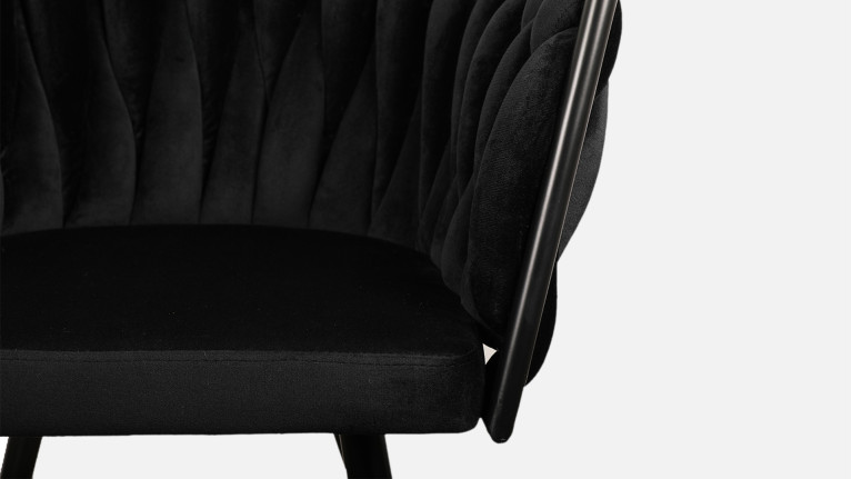 Chaise de salle à manger en velours et chenille tressée, Wave