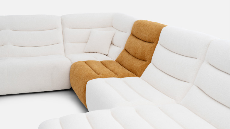 Canapé d'angle modulable en tissu, confort enveloppant, Lotus