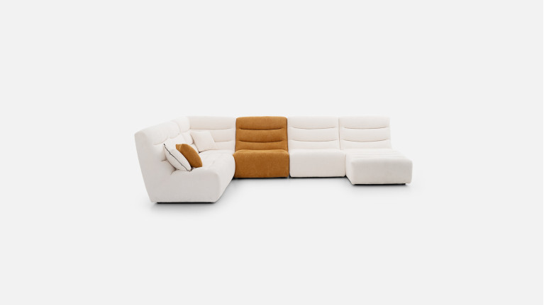 Canapé d'angle modulable en tissu, confort enveloppant, Lotus