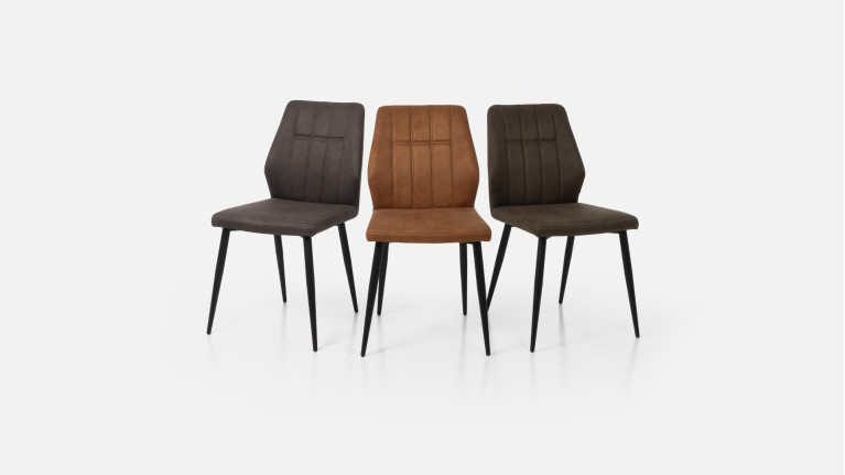 Chaise en cuir vintage et acier, pour salle à manger, ST2202