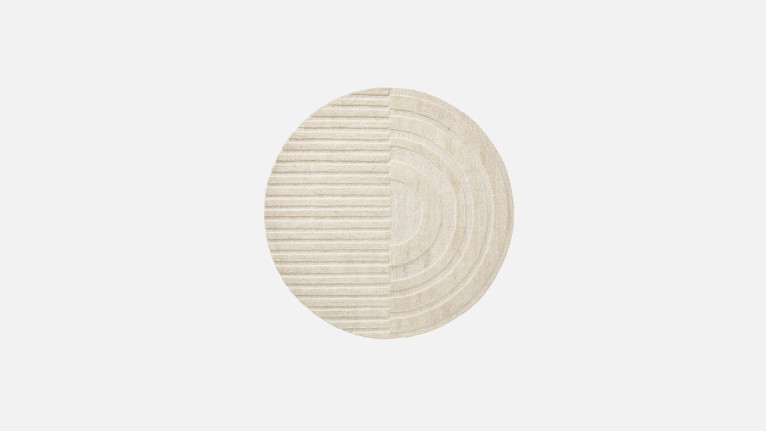 Tapis design rond tufté main, motif graphique, Monza Girare