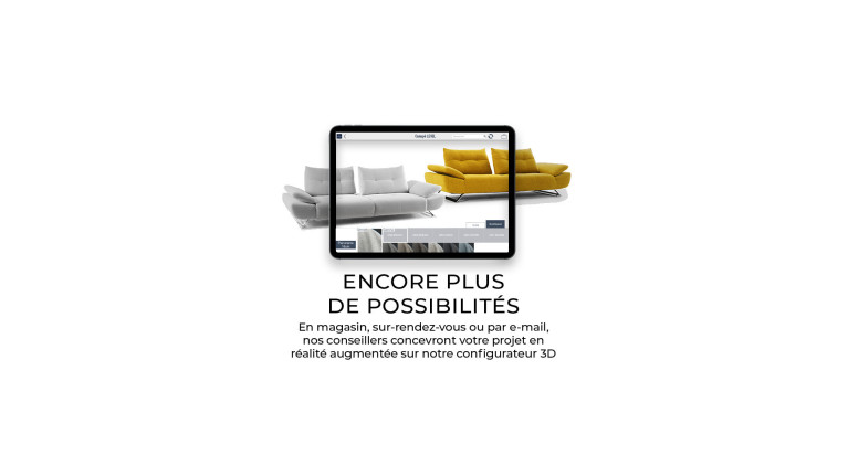 Canapé droit, assise moelleuse, assise réglable, Level