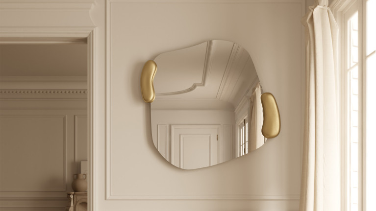 Miroir décoratif à relief texturé, forme organique, Calco Square