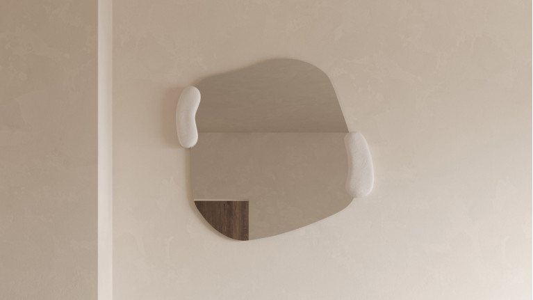 Miroir décoratif à relief texturé, forme organique, Calco Square
