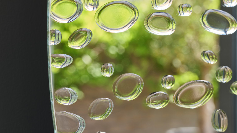 Grand miroir rond design, effet goutte de rosée, Matin