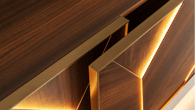 Buffet 2 portes coulissantes ECLIPSE | Buffet en bois fumé mat