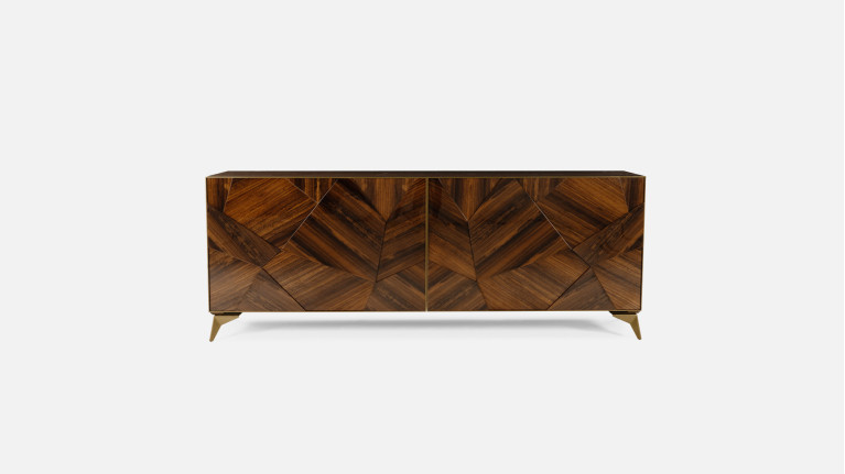 Buffet 2 portes coulissantes ECLIPSE | Buffet en bois fumé brillant