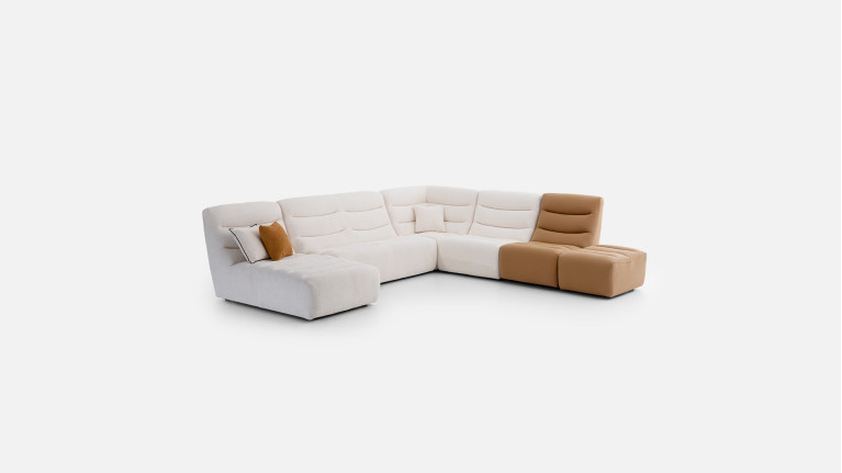 Canapé d'angle modulable en tissu, confort enveloppant, Lotus