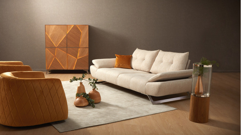 Canapé droit, assise moelleuse, assise réglable, Level