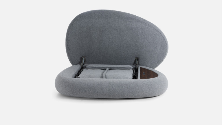 Pouf convertible en tissu, fabrication italienne, Petra