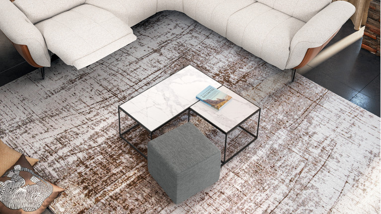 Table basse fonctionnelle en céramique avec pouf, Bellagio