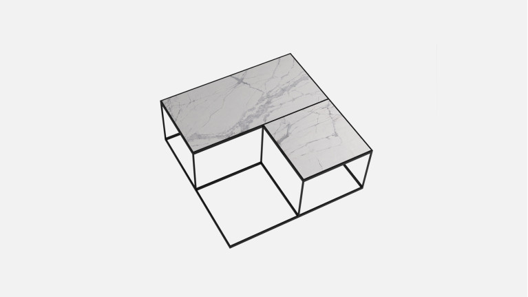Table basse fonctionnelle en céramique avec pouf, Bellagio
