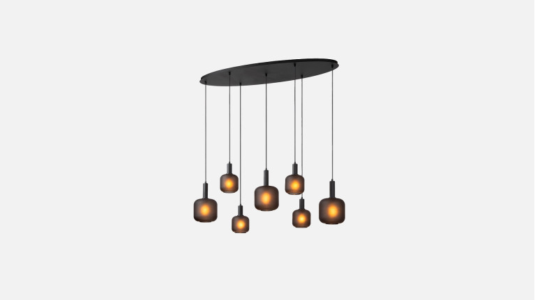 Suspension luminaire design, réglable, en verre fumé, Eloise