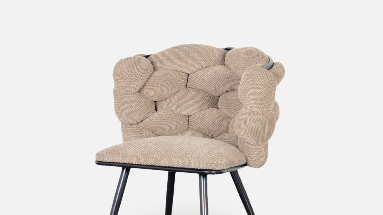 Chaise de salon design avec dossier tressé, en mousse, Rock 