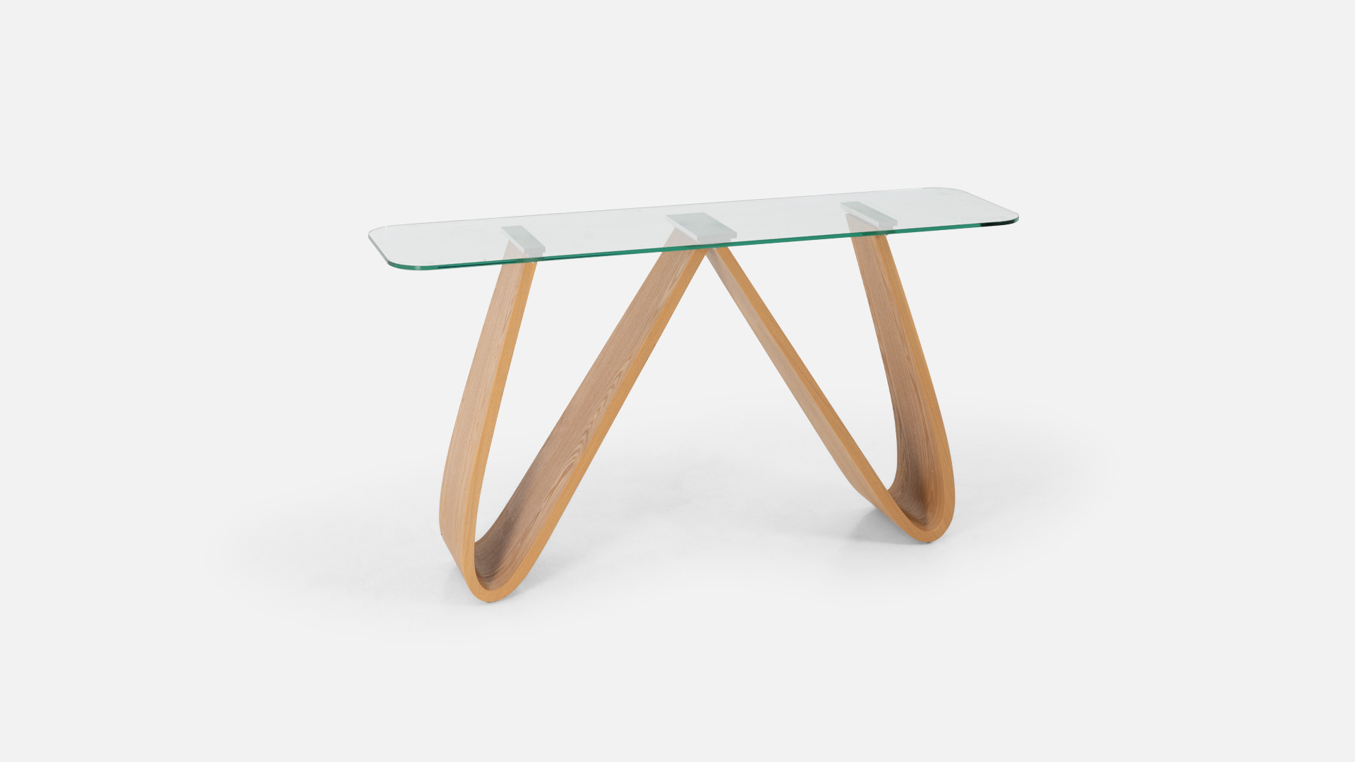 Console design bois courbé et verre trempé, Kelly