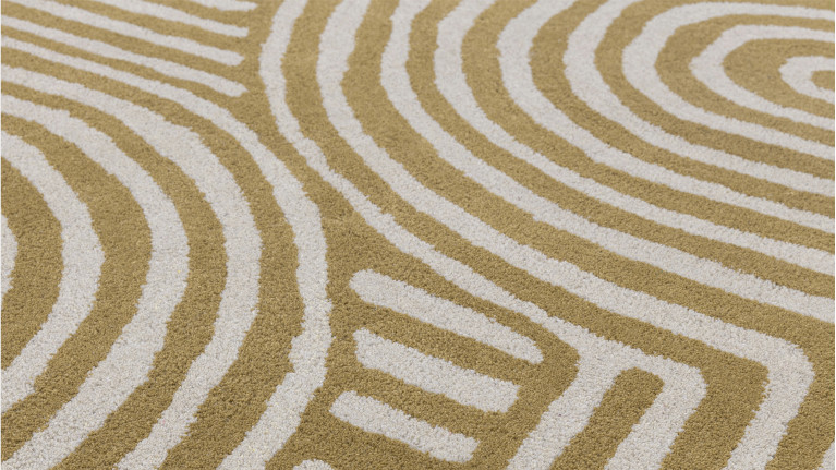 Tapis 100 % laine, tufté, motif de labyrinthe, Curve