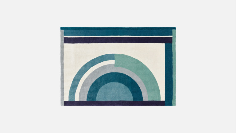 Tapis design moderne, forme géométrique, résiste UV, Celadon