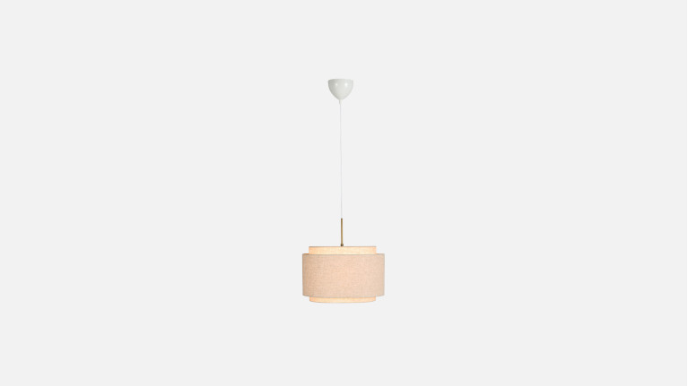 Suspension décorative en lin et laiton bruni, Takai