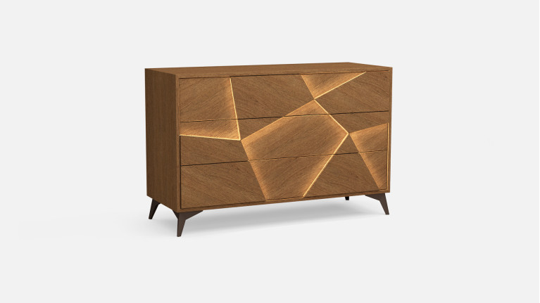 Commode 3 tiroirs eucalyptus fumé ECLIPSE | Design et contemporaine