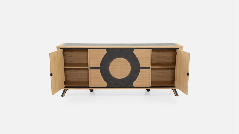 Buffet LOTUS | Élégance bois et céramique avec éclairage central