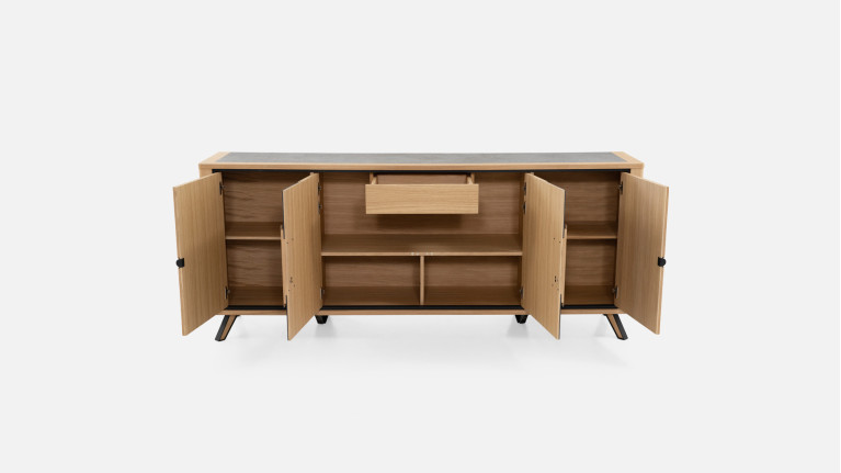Buffet LOTUS | Élégance bois et céramique avec éclairage central