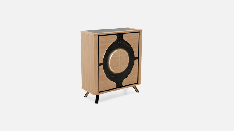 Meuble haut LOTUS | Un halo de lumière dans un écrin de bois