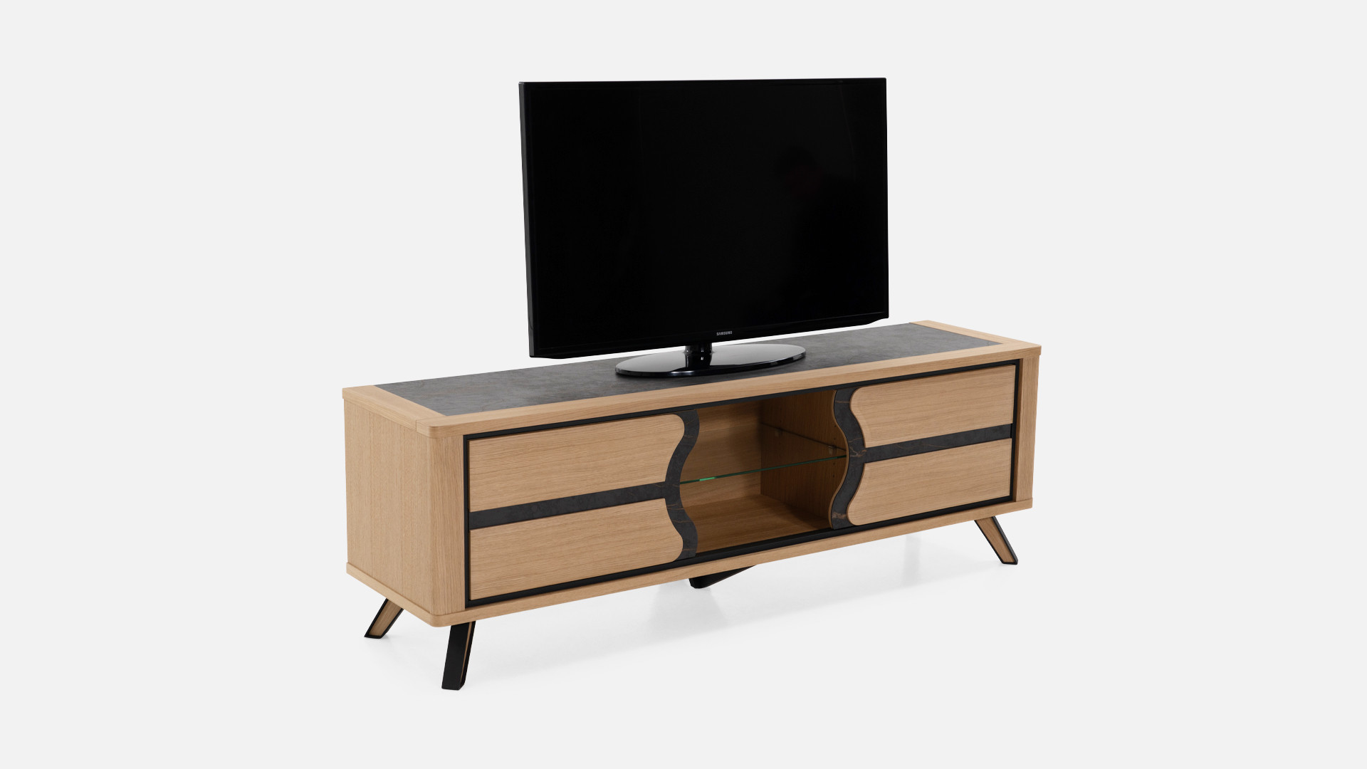 Meuble TV LOTUS | Rangement discret et design sculpté