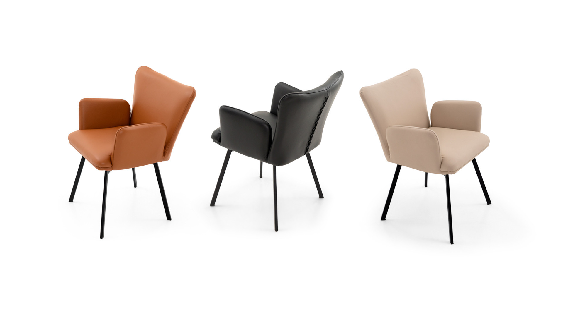 Fauteuil LEON cuir | Élégance contemporaine et piètement en acier
