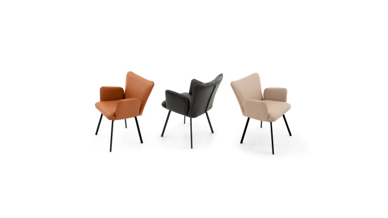 Fauteuil LEON cuir | Élégance contemporaine et piètement en acier