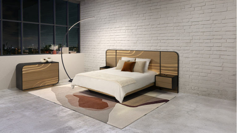 Lampadaire design, marbre et metal, à LED sur pied, Curve
