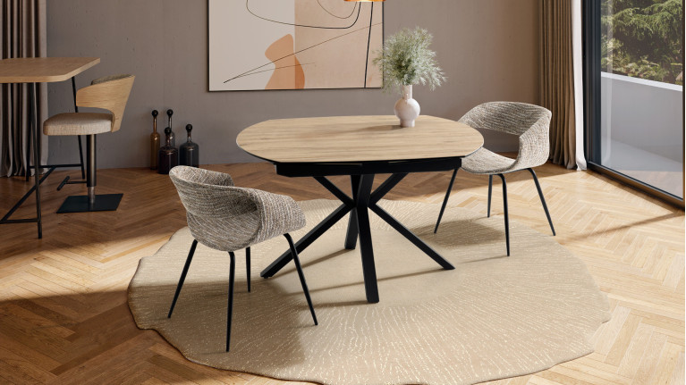 Chaise de salon design contemporain, en tissu, Perle