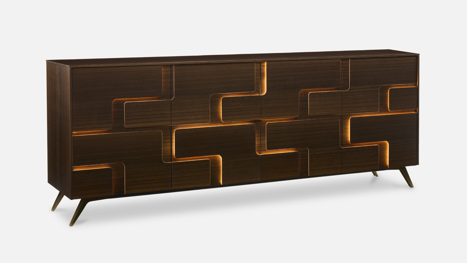 Buffet 4 portes eucalyptus PUZZLE | Élégance naturelle revisitée