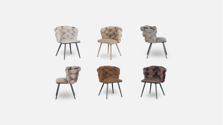 Chaise de salon design avec dossier tressé, en mousse, Rock 