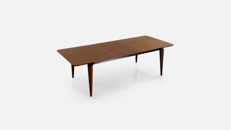 Table extensible COSMOS noyer | Allonge centrale et piètement frêne