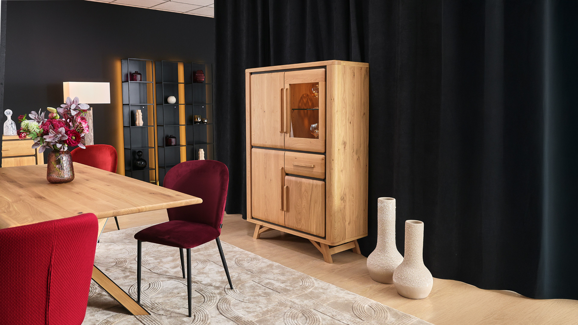 Vitrine ONTARIO en chêne | Rangement vitré