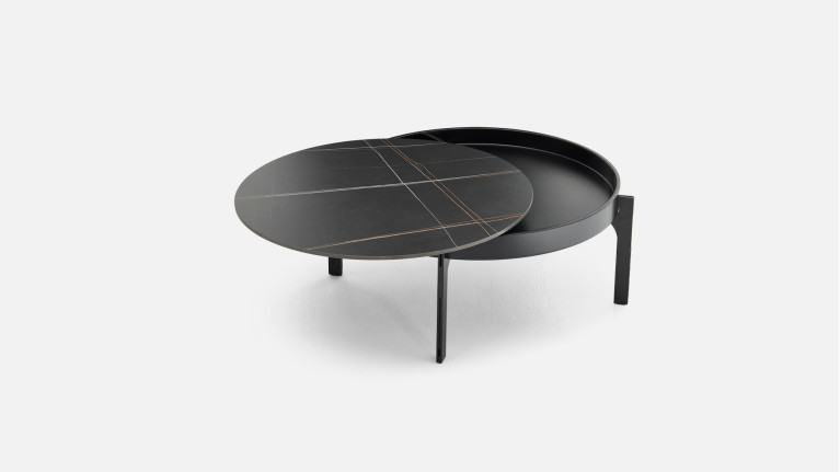 Table basse MUSEO fer peint et céramique pivotante