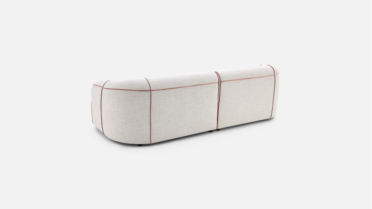 Canapé 3 places MOON – Esprit couture en tissu, passepoil au choix
