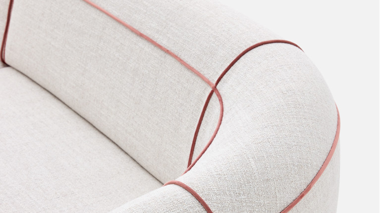 Canapé 3 places MOON – Esprit couture en tissu, passepoil au choix