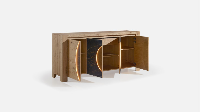 Buffet 4 portes VOGE, Bois et façade céramique