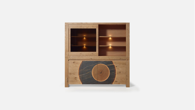 Buffet vaisselier VOGE bois et céramique avec vitrine