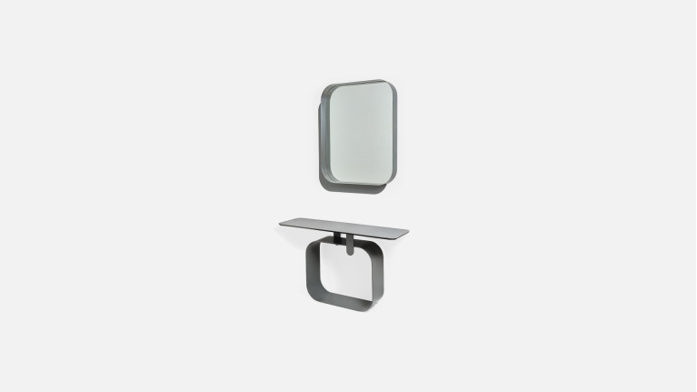 Console QUADRA structure métal et plateau céramique graphite