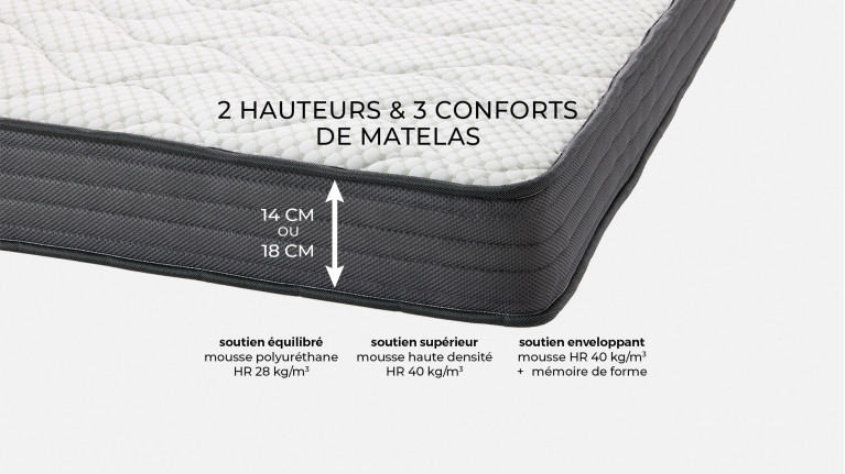 Canapé convertible STRIKE – Tissu, 4 tailles, confort quotidien