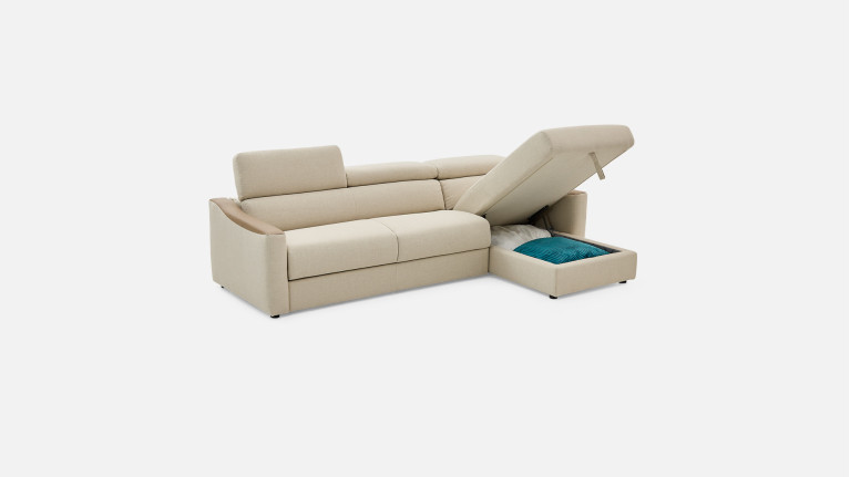 Canapé d'angle convertible STRIKE tissu – Chaise longue et matelas HR