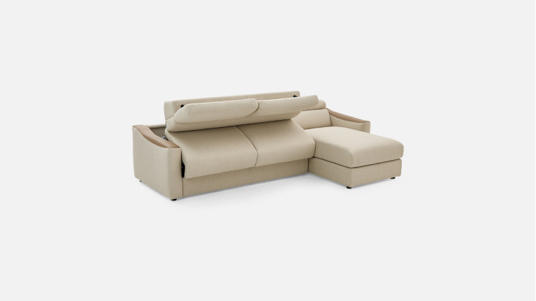 Canapé d'angle convertible STRIKE tissu – Chaise longue et matelas HR