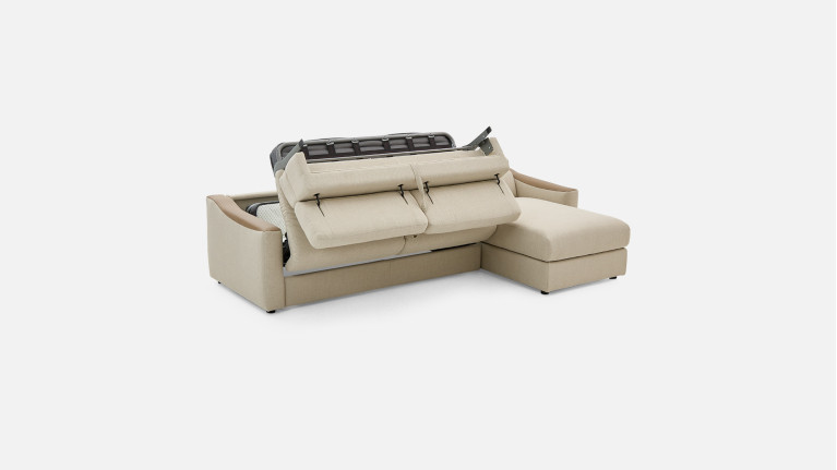 Canapé d'angle convertible STRIKE tissu – Chaise longue et matelas HR