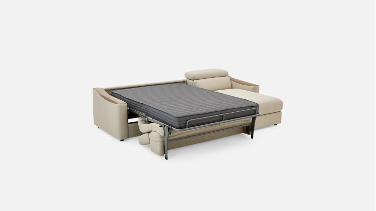 Canapé d'angle convertible STRIKE tissu – Chaise longue et matelas HR